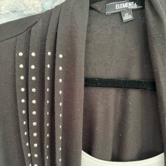 Beautiful black sweater with attached white tank underneath.Silver embellishment - Picture 4 of 5